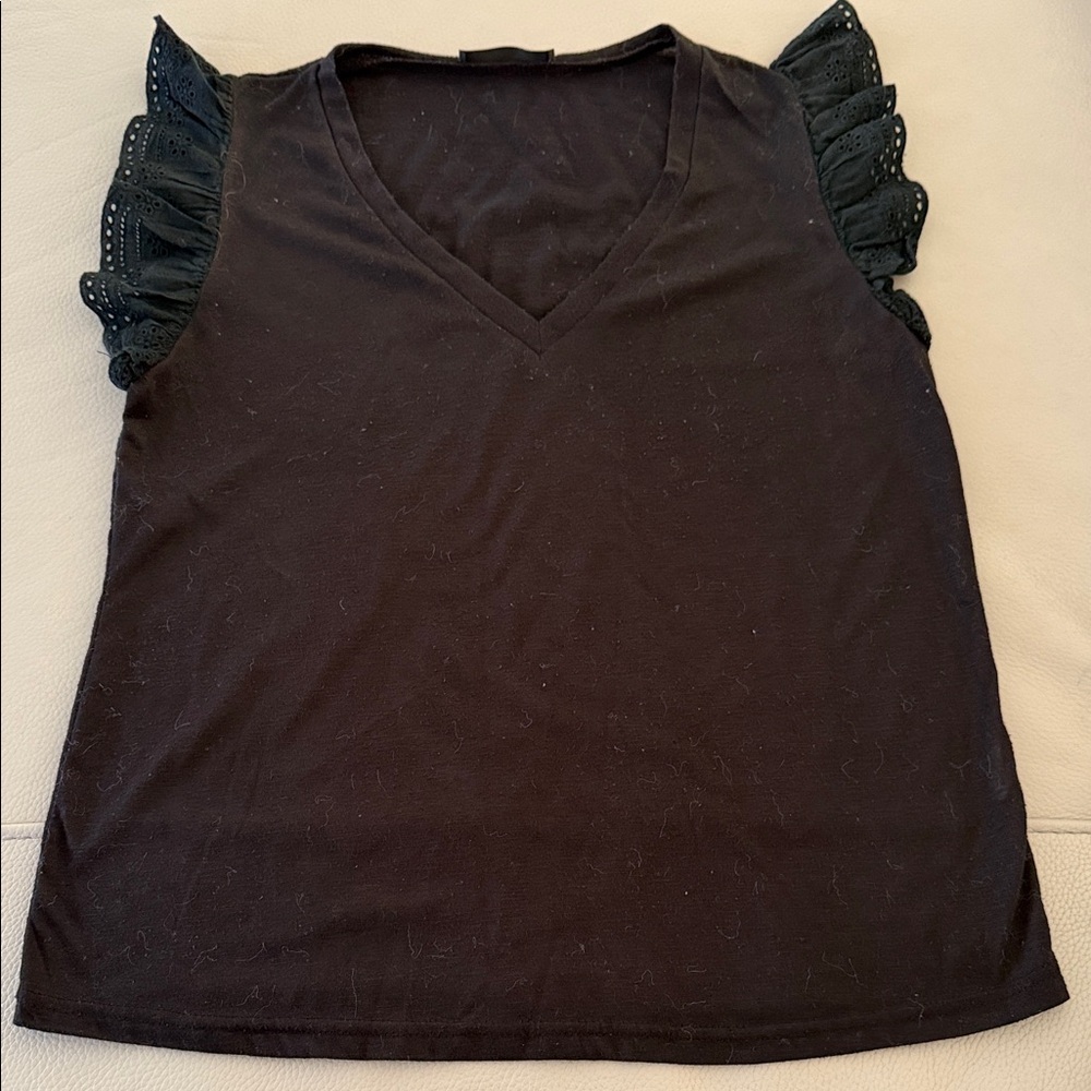 Elegant Black Ruffle Sleeve Top